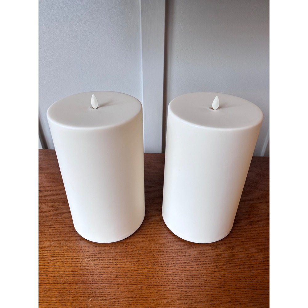 Pottery Barn Luminara Flameless LED Pillar Candles Set of 2 Ivory 6x10 Ivory